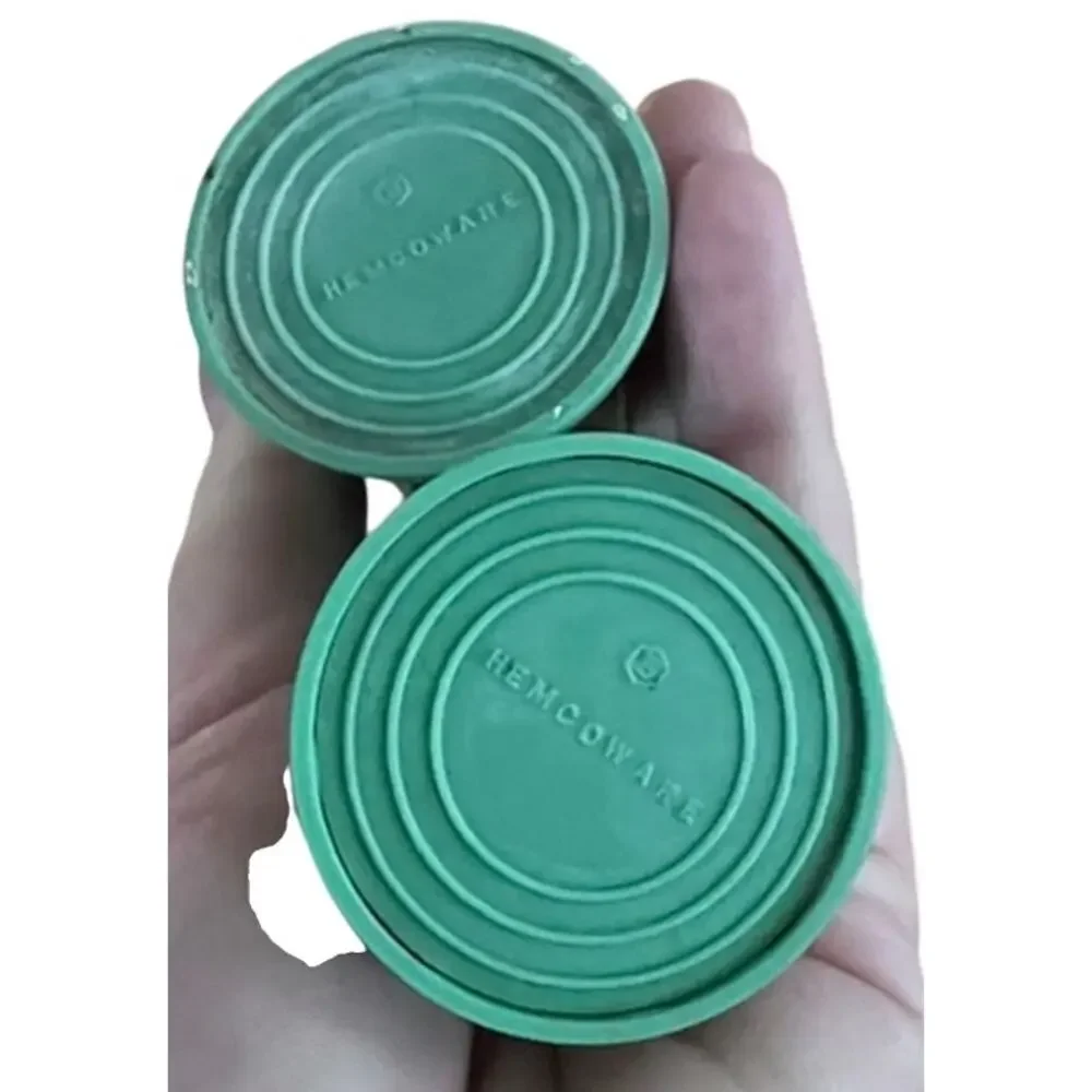 Vintage Hemcoware Salt Pepper Shaker Set Green Emerald City Art Deco Retro Sleek